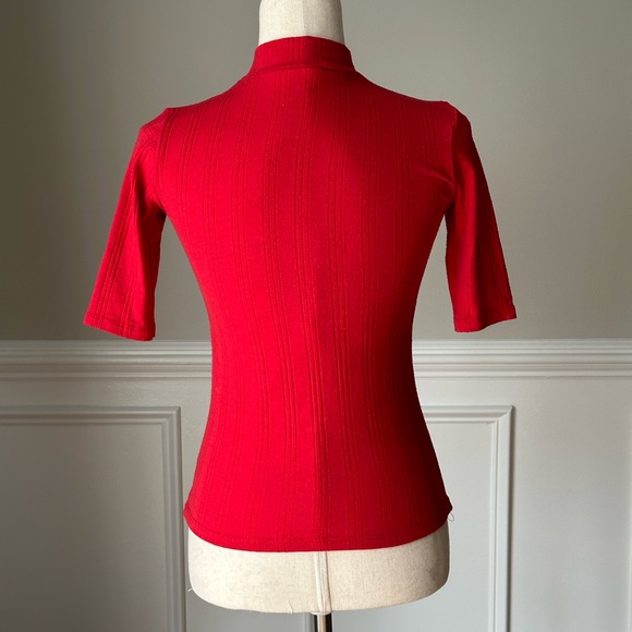 Zara Trafaluc Red Mock Neck Ribbed Top size Small - Picture 3 of 9